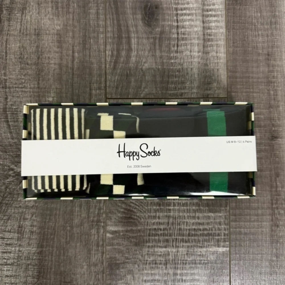Happy Socks Striped and Checkered Socks Gift Set Cotton Blend Size 8-12 NIB